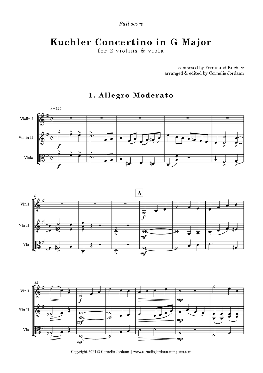 Kuchler Concertino in G Major (2 Violins & Viola)